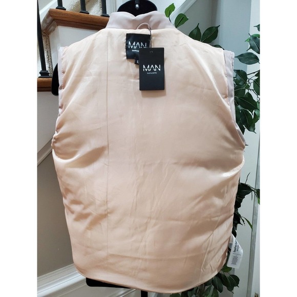 Boohoo Man Mens Beige Sleeveless Pockets Full Zipper Casual Vest Size Large - Picture 9 of 16